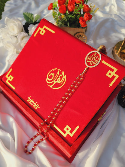 Tazkira Bridal Quran Set with Janamaz , scarf , Ittar , Tabeeh , Rahal box , Name Customize