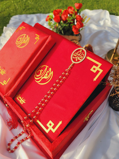 Tazkira Bridal Quran Set with Janamaz , scarf , Ittar , Tabeeh , Rahal box , Name Customize