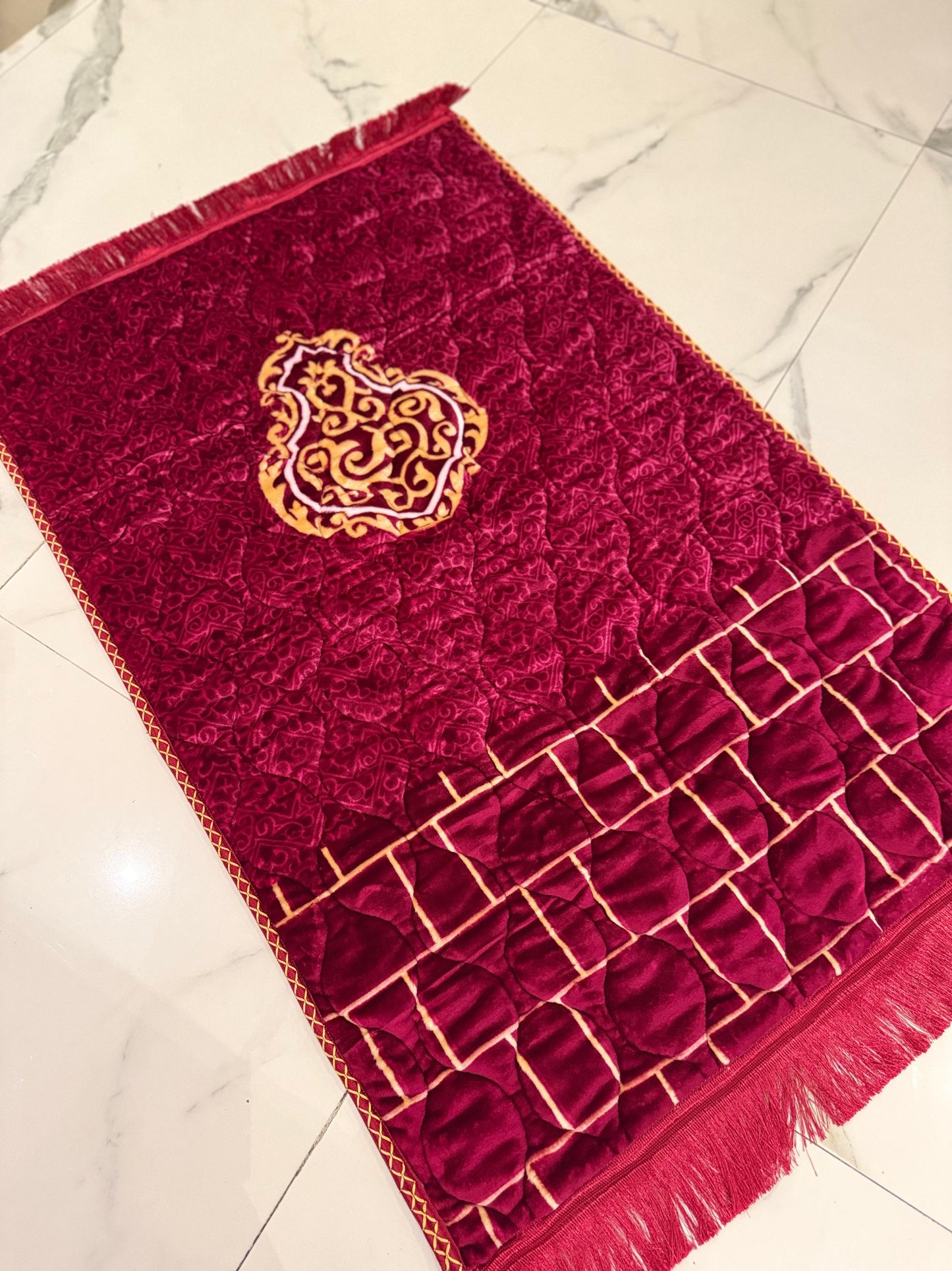 Al Kitab Red Bridal Quran Set , Standing Rahl Box , Velvet Quran , Counter Tasbeeh ,Matching Tabsbeeh , Bookmark , Matching Janamz , Customise Name