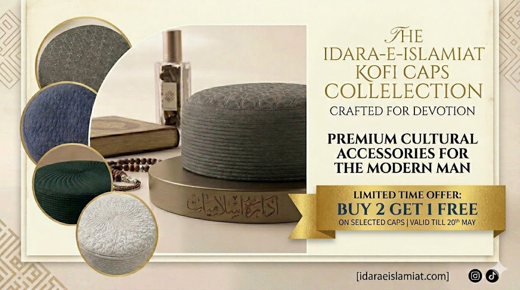 Advertisement for Kofi Caps Collection with caps and branding elements on a decorative background.