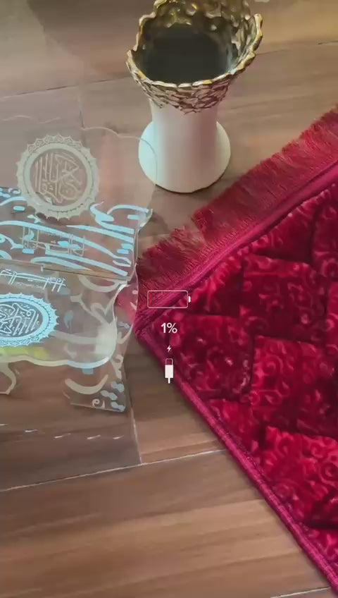 Bridal stuffed Prayer Mate ( Janamaz) - Red