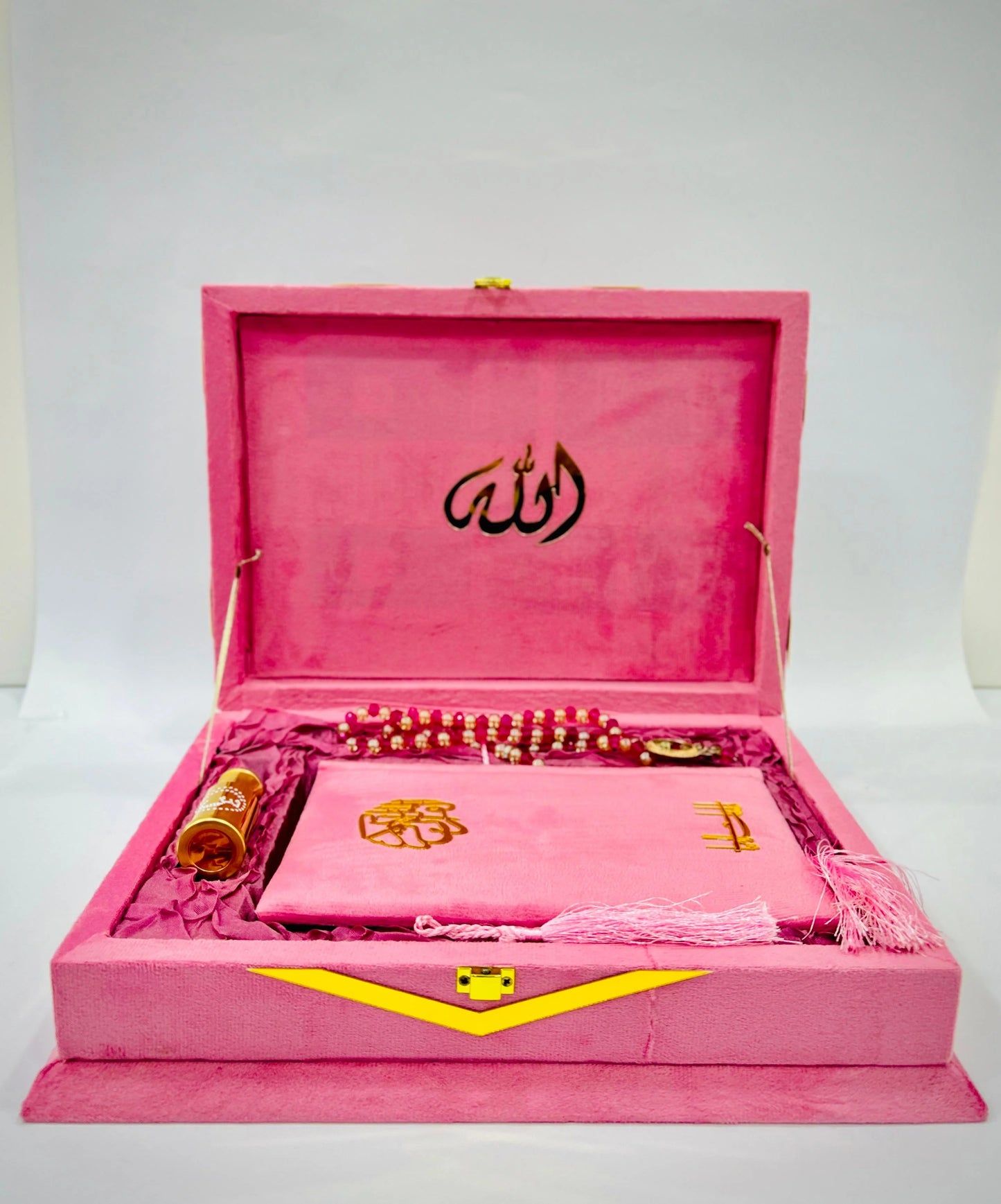 Pink Velvet Bridal Quran Set , Tabseeh , Ittar